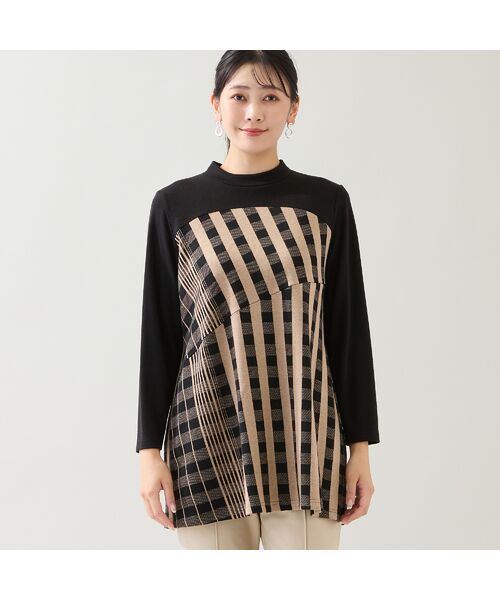 missel / ミゼール カットソー | 【洗える・日本製・3L/4Lサイズあり】裾フレア チェック柄カットソー | 詳細8