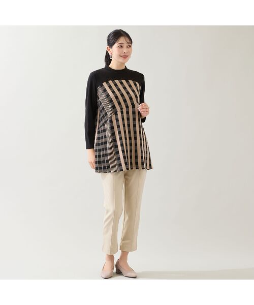 missel / ミゼール カットソー | 【洗える・日本製・3L/4Lサイズあり】裾フレア チェック柄カットソー | 詳細12