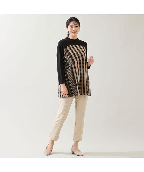 missel / ミゼール カットソー | 【洗える・日本製・3L/4Lサイズあり】裾フレア チェック柄カットソー | 詳細13