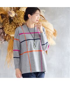 missel / ミゼール ニット・セーター | ステッチ風チェックセーター