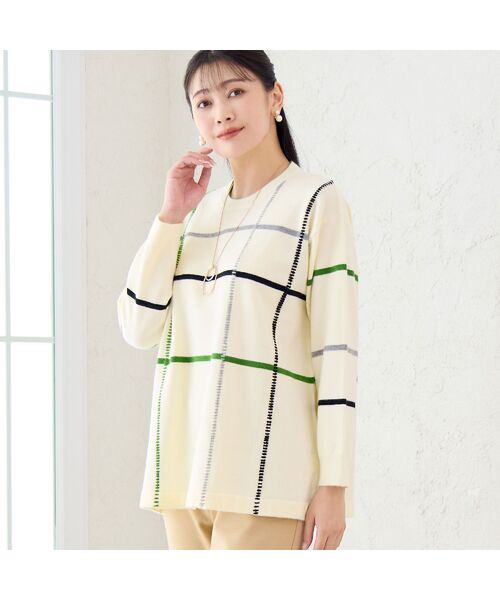 missel / ミゼール ニット・セーター | ステッチ風チェックセーター | 詳細2