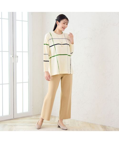 missel / ミゼール ニット・セーター | ステッチ風チェックセーター | 詳細4