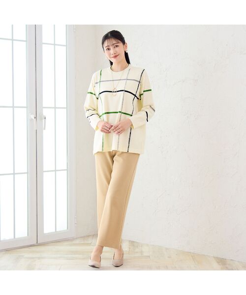 missel / ミゼール ニット・セーター | ステッチ風チェックセーター | 詳細5