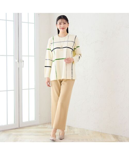 missel / ミゼール ニット・セーター | ステッチ風チェックセーター | 詳細6