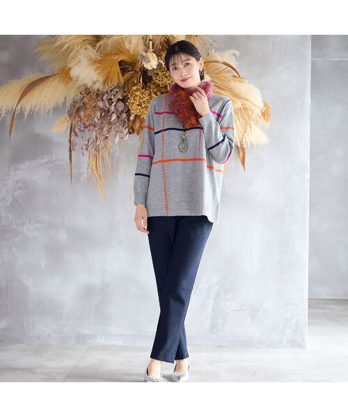 missel / ミゼール ニット・セーター | ステッチ風チェックセーター | 詳細12