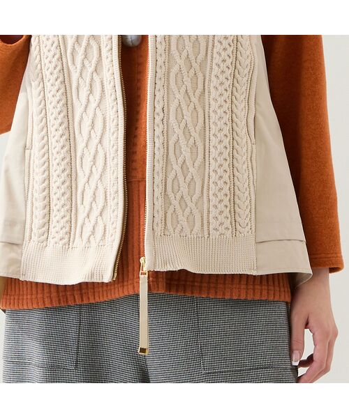 missel / ミゼール ベスト | ケーブルニット×タフタベスト | 詳細3