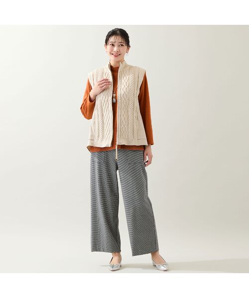 missel / ミゼール ベスト | ケーブルニット×タフタベスト | 詳細4