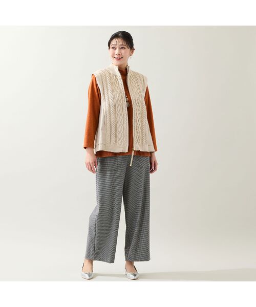 missel / ミゼール ベスト | ケーブルニット×タフタベスト | 詳細5