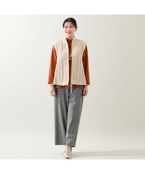 missel / ミゼール ベスト | ケーブルニット×タフタベスト | 詳細6
