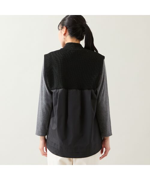 missel / ミゼール ベスト | ケーブルニット×タフタベスト | 詳細7
