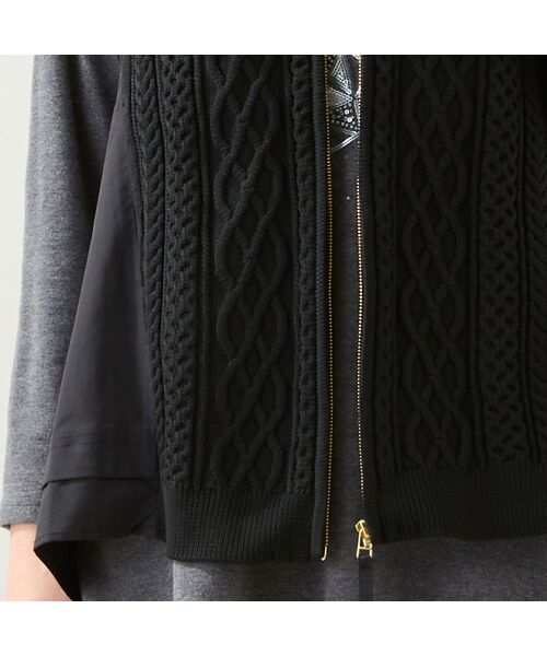 missel / ミゼール ベスト | ケーブルニット×タフタベスト | 詳細10