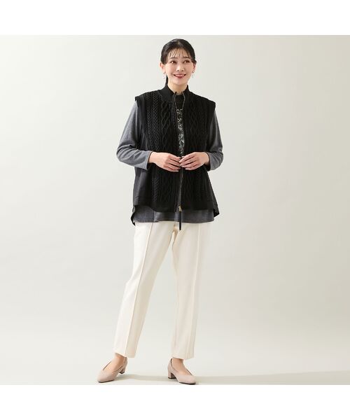 missel / ミゼール ベスト | ケーブルニット×タフタベスト | 詳細12