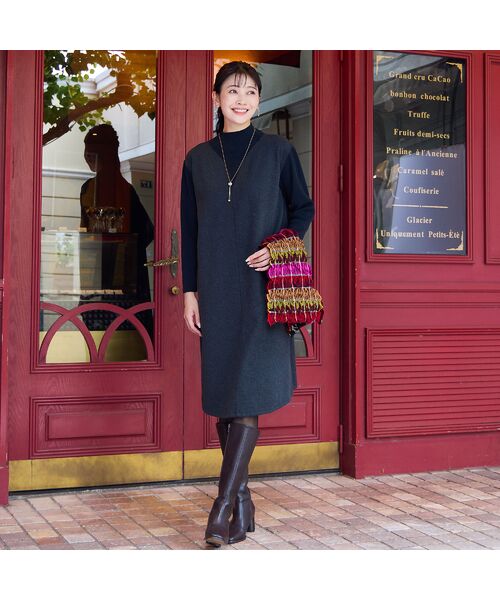 missel / ミゼール ミニ丈・ひざ丈ワンピース | 【3L/4Lサイズあり】綿混ジャージー レイヤード風ワンピース | 詳細4