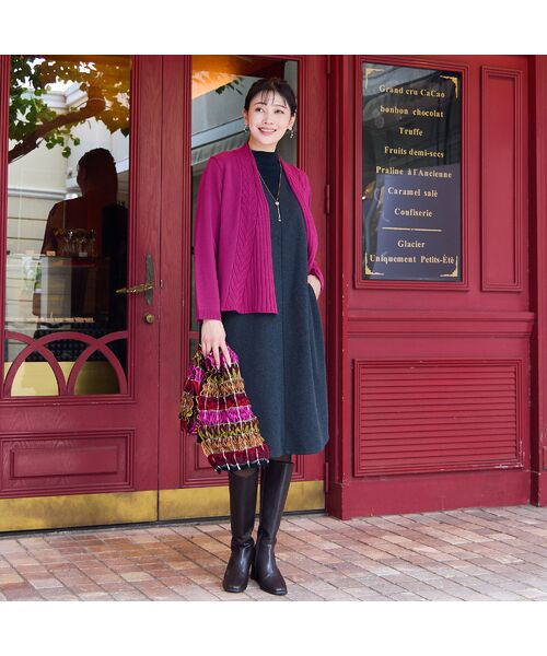 missel / ミゼール ミニ丈・ひざ丈ワンピース | 【3L/4Lサイズあり】綿混ジャージー レイヤード風ワンピース | 詳細6