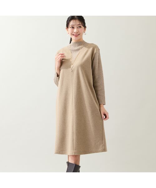 missel / ミゼール ミニ丈・ひざ丈ワンピース | 【3L/4Lサイズあり】綿混ジャージー レイヤード風ワンピース | 詳細9