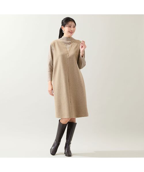 missel / ミゼール ミニ丈・ひざ丈ワンピース | 【3L/4Lサイズあり】綿混ジャージー レイヤード風ワンピース | 詳細12