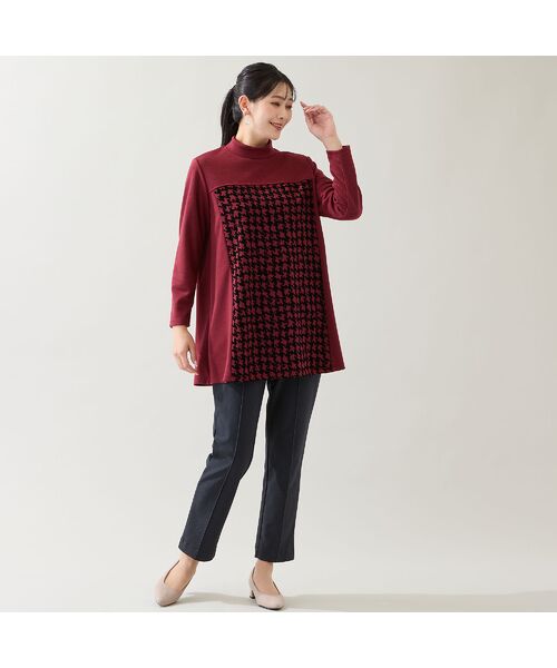 missel / ミゼール カットソー | 【洗える・日本製・3L/4Lサイズあり】千鳥柄フロッキーチュニック | 詳細11