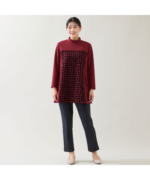 missel / ミゼール カットソー | 【洗える・日本製・3L/4Lサイズあり】千鳥柄フロッキーチュニック | 詳細13