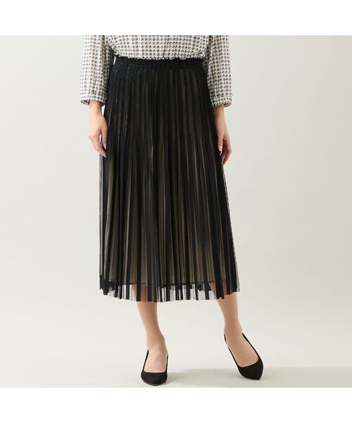 missel / ミゼール ミニ・ひざ丈スカート | 【リバーシブル・3L/4Lサイズあり】チュールプリーツスカート | 詳細1