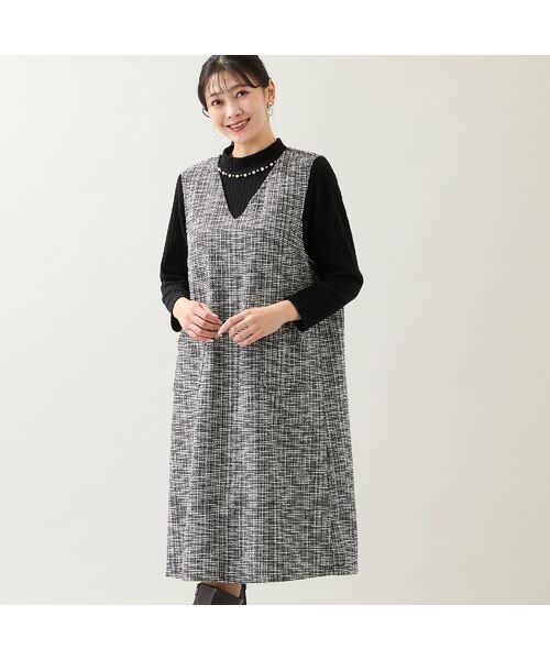 missel / ミゼール ミニ丈・ひざ丈ワンピース | 【3L/4Lサイズあり】ファンシーニットジャンパースカート | 詳細3