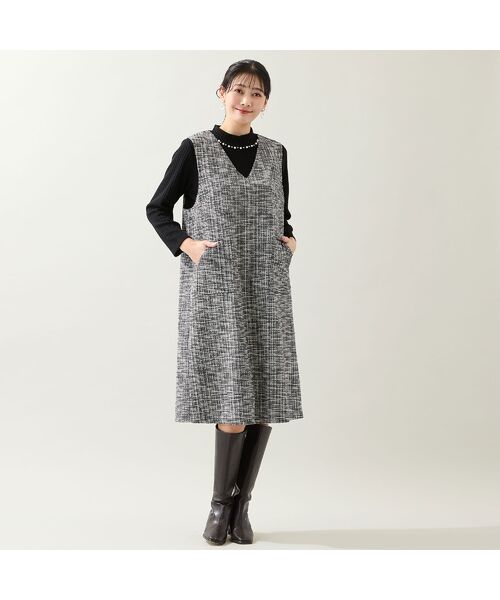 missel / ミゼール ミニ丈・ひざ丈ワンピース | 【3L/4Lサイズあり】ファンシーニットジャンパースカート | 詳細9