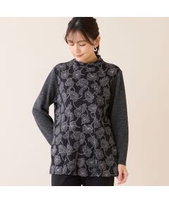 missel / ミゼール カットソー | 【洗える・アンサンブル可・3L/4Lサイズあり】ソフトニット花柄カットソー