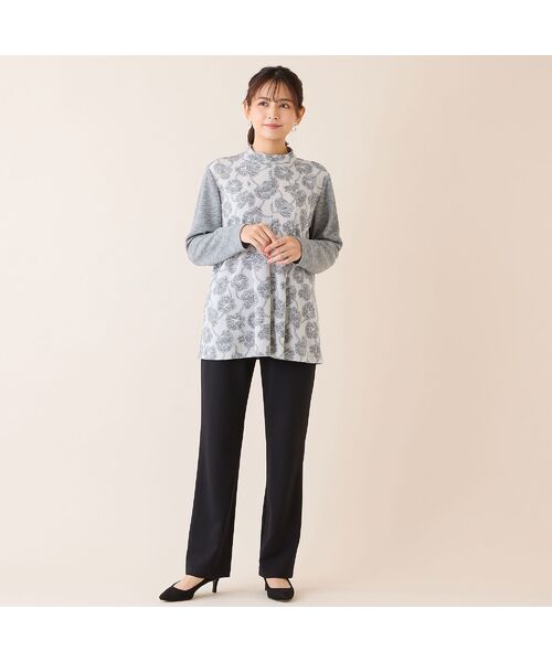 missel / ミゼール カットソー | 【洗える・アンサンブル可・3L/4Lサイズあり】ソフトニット花柄カットソー | 詳細3