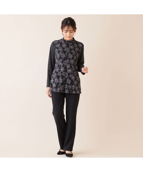 missel / ミゼール カットソー | 【洗える・アンサンブル可・3L/4Lサイズあり】ソフトニット花柄カットソー | 詳細10