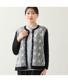 missel / ミゼール カーディガン・ボレロ | 【アンサンブル可・3L/4Lサイズあり】フロントレースカーディガン