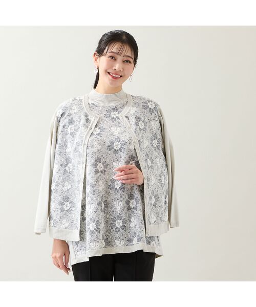 missel / ミゼール カーディガン・ボレロ | 【アンサンブル可・3L/4Lサイズあり】フロントレースカーディガン | 詳細5