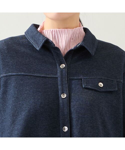 missel / ミゼール シャツ・ブラウス | 【洗える・3L/4Lサイズあり】ニットデニムシャツジャケット | 詳細4