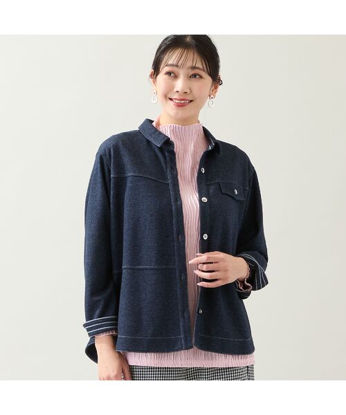 missel / ミゼール シャツ・ブラウス | 【洗える・3L/4Lサイズあり】ニットデニムシャツジャケット | 詳細7