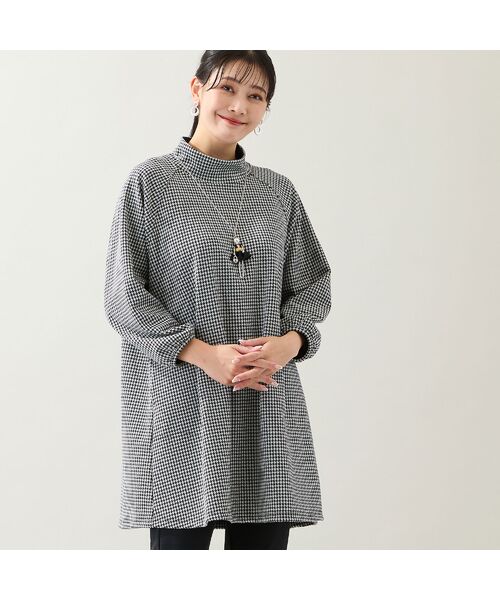 missel / ミゼール カットソー | 【洗える・日本製・3L/4Lサイズあり】千鳥柄チュニック（ブラック）