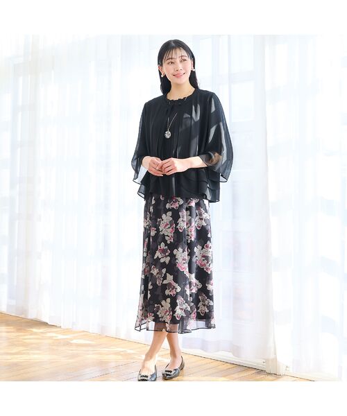 missel / ミゼール ミニ・ひざ丈スカート | 【洗える・セットアップ可・3Lサイズあり】シフォンフラワースカート | 詳細10