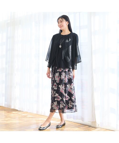 missel / ミゼール ミニ・ひざ丈スカート | 【洗える・セットアップ可・3Lサイズあり】シフォンフラワースカート | 詳細12