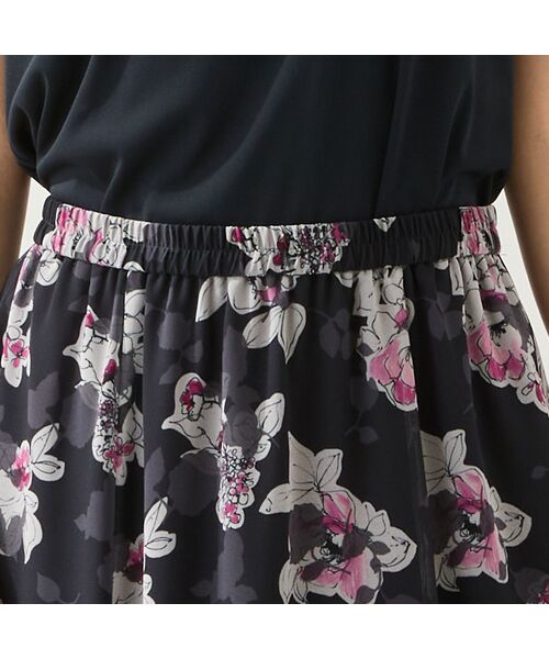 missel / ミゼール ミニ・ひざ丈スカート | 【洗える・セットアップ可・3Lサイズあり】シフォンフラワースカート | 詳細4