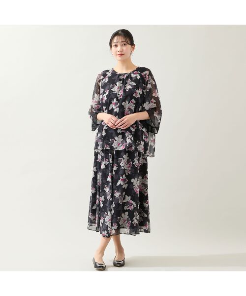 missel / ミゼール ミニ・ひざ丈スカート | 【洗える・セットアップ可・3Lサイズあり】シフォンフラワースカート | 詳細7