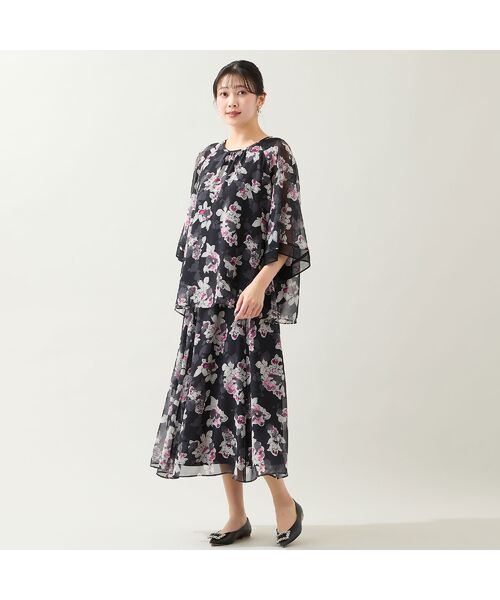 missel / ミゼール ミニ・ひざ丈スカート | 【洗える・セットアップ可・3Lサイズあり】シフォンフラワースカート | 詳細8