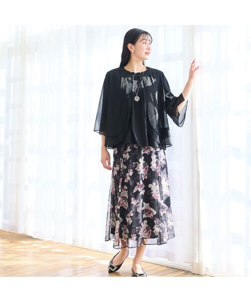 missel / ミゼール ミニ・ひざ丈スカート | 【洗える・セットアップ可・3Lサイズあり】シフォンフラワースカート | 詳細9