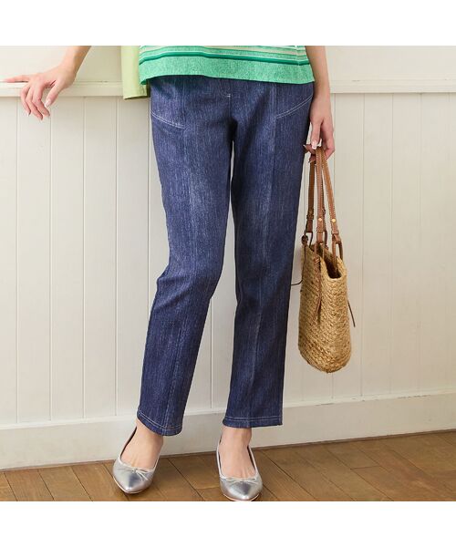 missel / ミゼール その他パンツ | 【洗える・快適ストレッチ・L～4Lサイズ】デニム柄ストレッチパンツ | 詳細11