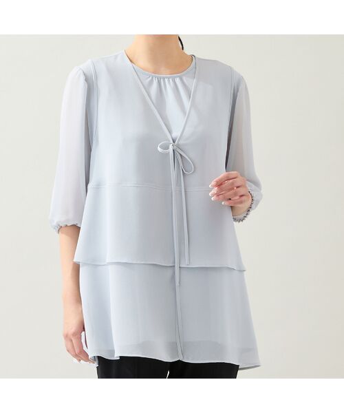 missel / ミゼール ベスト | 【洗える・セットアップ可・L～4Lサイズ】ジョーゼットティアードジレ | 詳細2