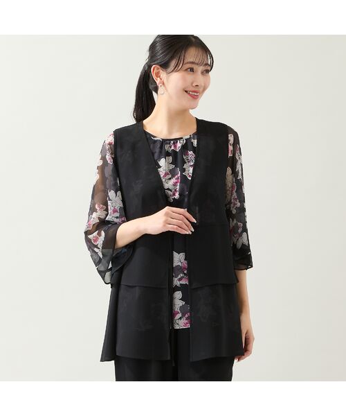 missel / ミゼール ベスト | 【洗える・セットアップ可・L～4Lサイズ】ジョーゼットティアードジレ | 詳細10