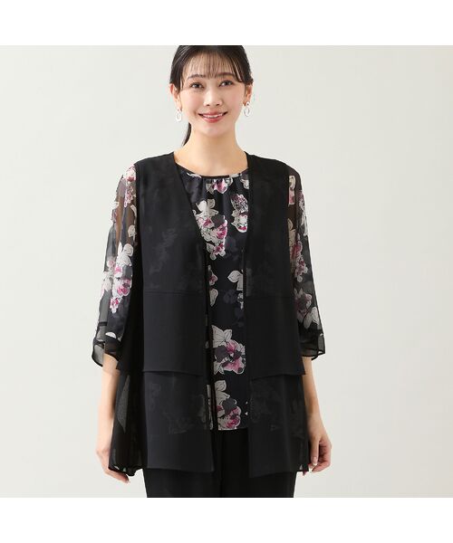 missel / ミゼール ベスト | 【洗える・セットアップ可・L～4Lサイズ】ジョーゼットティアードジレ | 詳細11