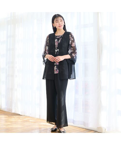 missel / ミゼール ベスト | 【洗える・セットアップ可・L～4Lサイズ】ジョーゼットティアードジレ | 詳細14