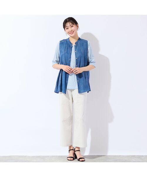 missel / ミゼール ベスト | 【洗える・L～4Lサイズ】デニムガーゼAラインベスト | 詳細13