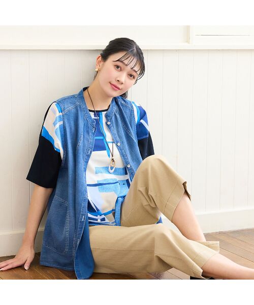 missel / ミゼール ベスト | 【洗える・L～4Lサイズ】デニムガーゼAラインベスト | 詳細5