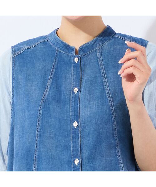 missel / ミゼール ベスト | 【洗える・L～4Lサイズ】デニムガーゼAラインベスト | 詳細9