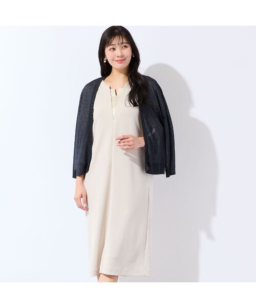 missel / ミゼール ミニ丈・ひざ丈ワンピース | 【洗える・着映え・3Lサイズあり】キーネックコクーンワンピース（ベージュ）