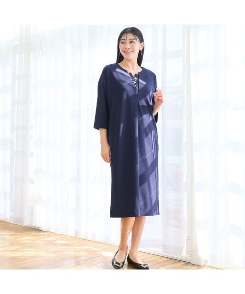 missel / ミゼール ミニ丈・ひざ丈ワンピース | 【洗える・着映え・3Lサイズあり】キーネックコクーンワンピース | 詳細11