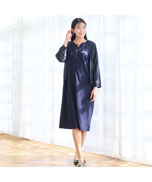 missel / ミゼール ミニ丈・ひざ丈ワンピース | 【洗える・着映え・3Lサイズあり】キーネックコクーンワンピース | 詳細13